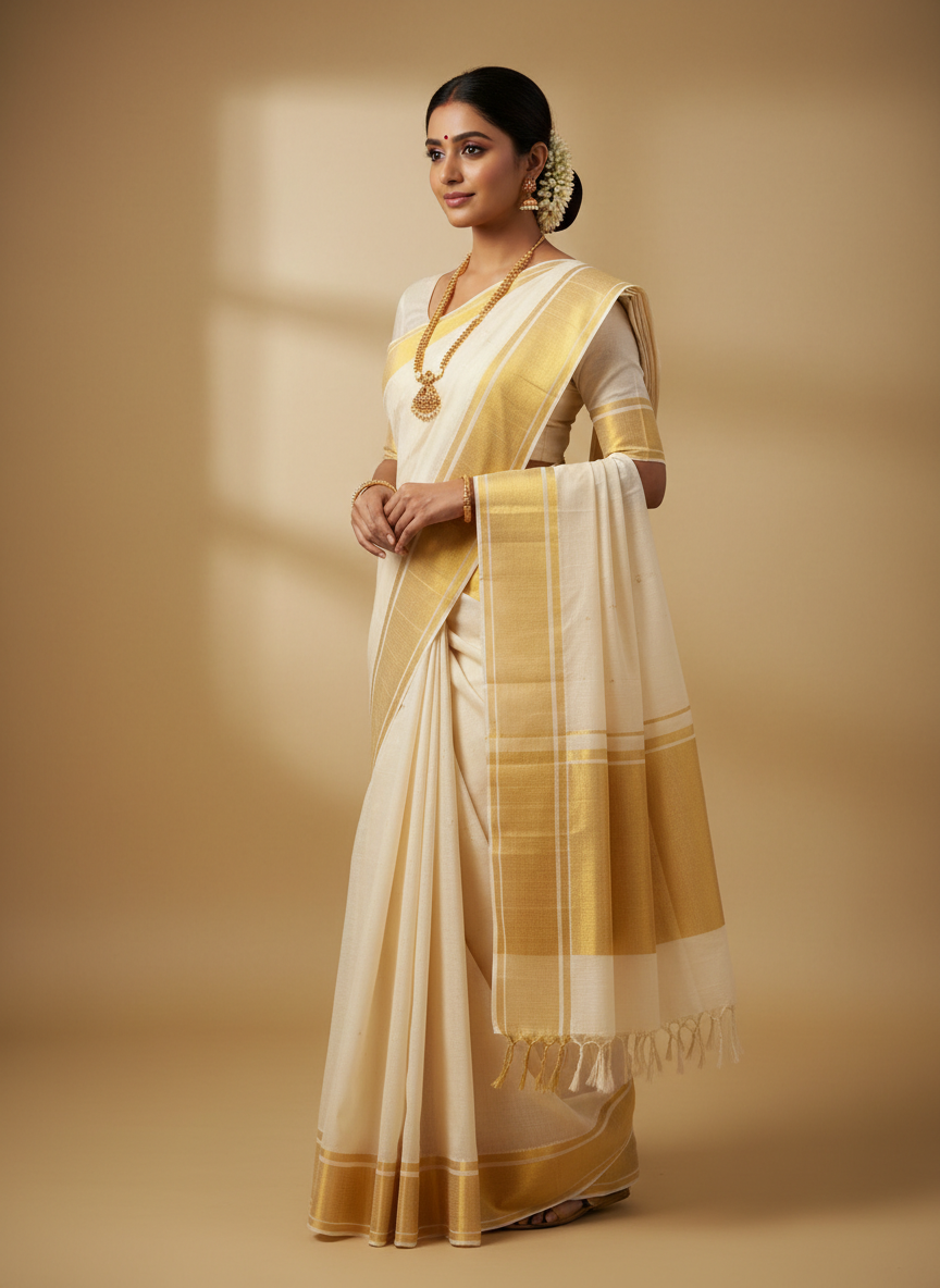 Kerala Set Mundu traditional two-piece drape
